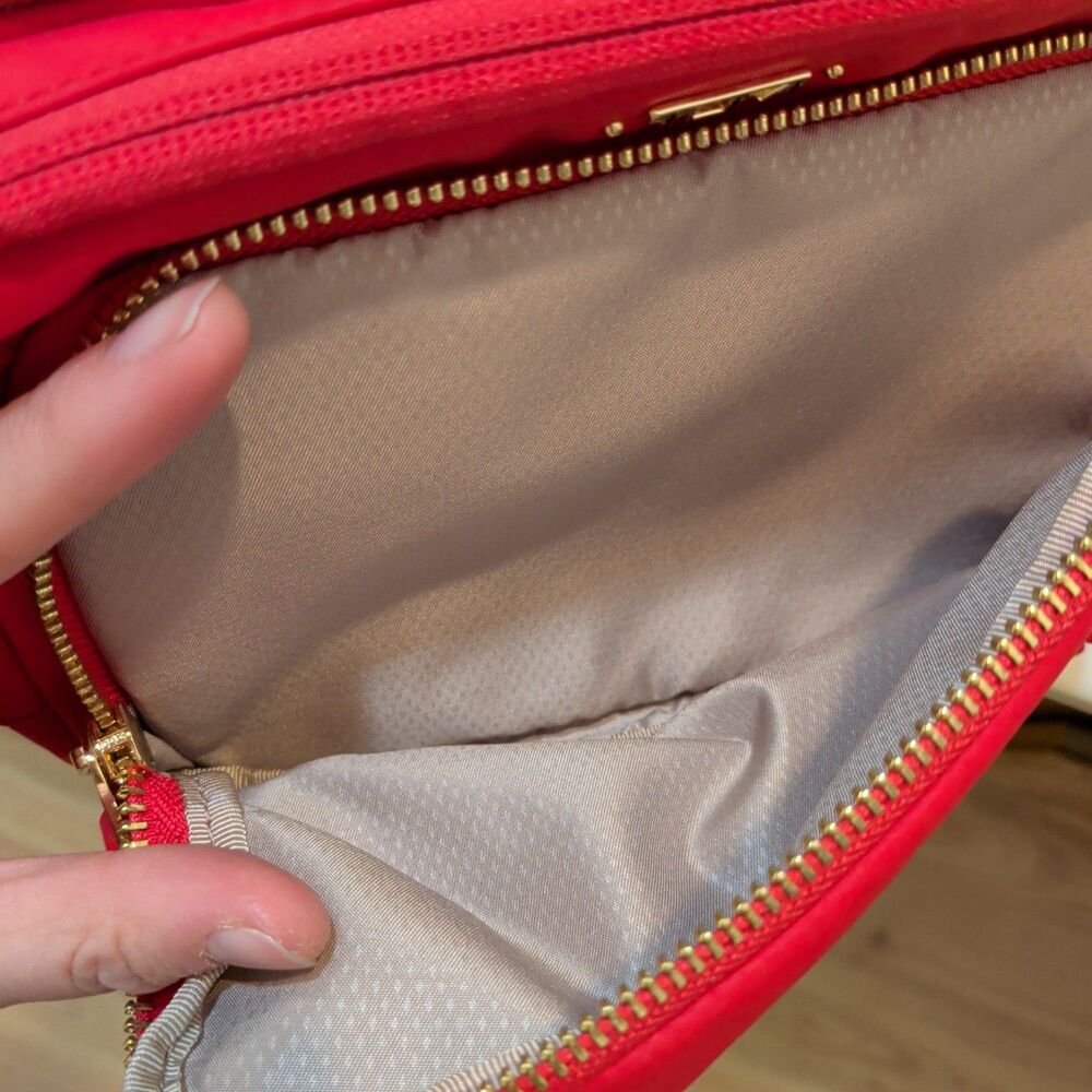 New TUMI Voyageur Persia Nylon Crossbody Bag Red Gold Hardware Carera Purse - Picture 11 of 11